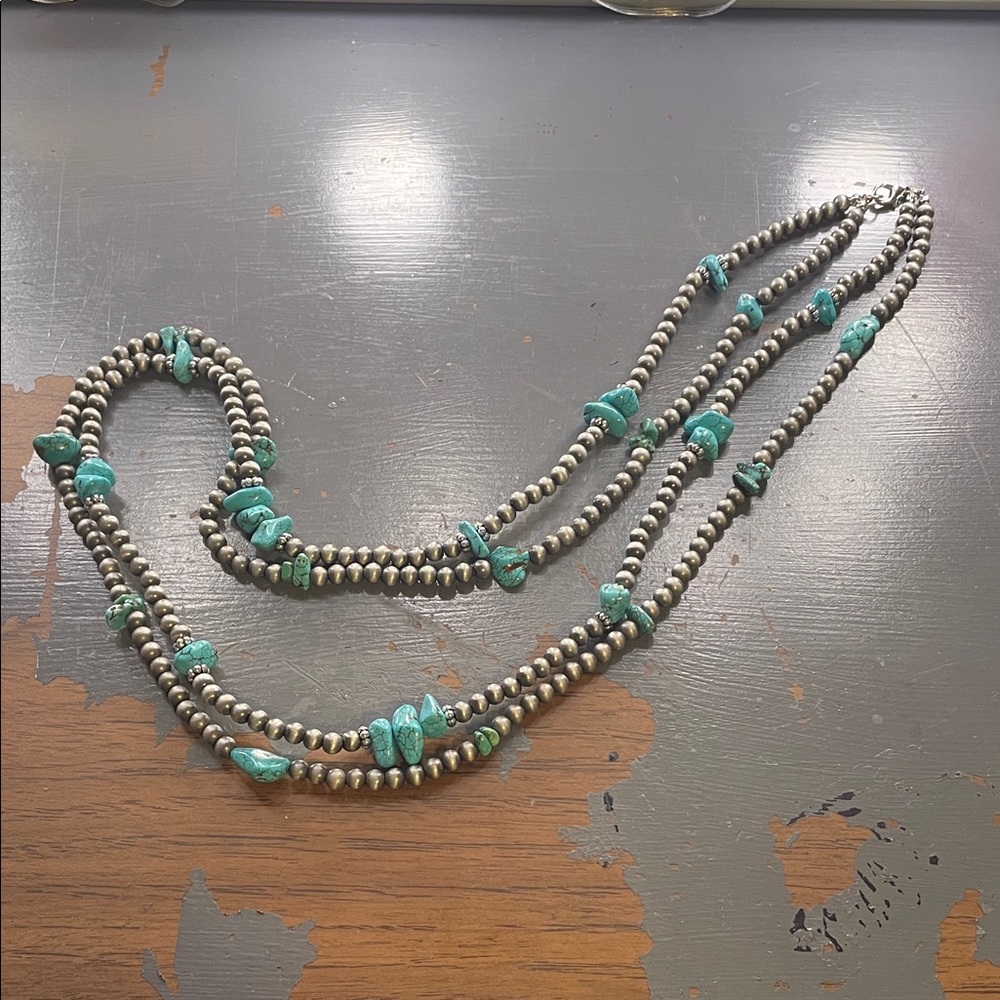 Turquoise and Silver fo Navajo necklace